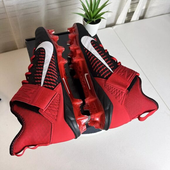 Nike Alpha Menace Pro 2 MID Football Cleats Black/Red BV3945-600 Bred Men Sz 12 - Picture 4 of 6